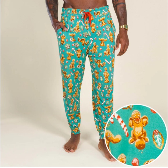 Shinesty Gingerbread SleepDeep™ Men’s Pajama Joggers “The Ginger Rail” - Picture 1 of 3